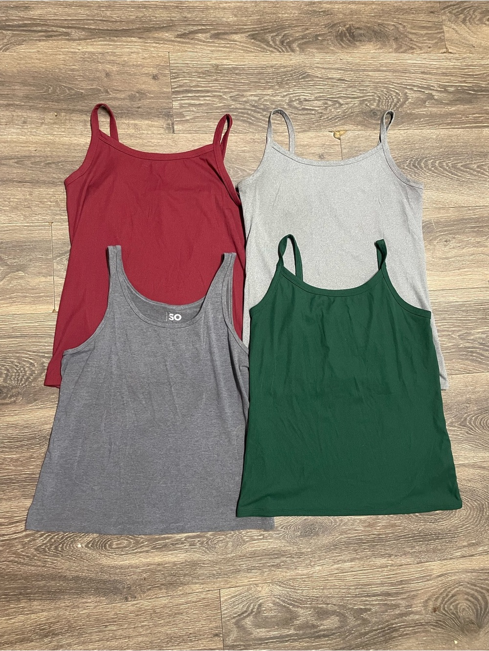 SO Women Ribbed Tank Top set spagetti strap XL XXL Gray, Red, Green, Light Gray